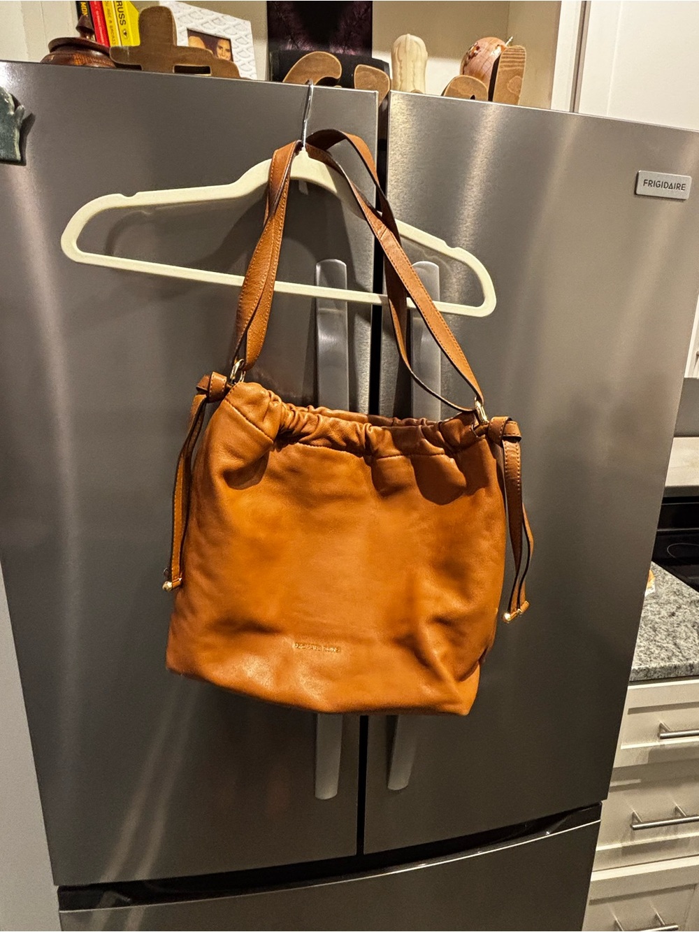 Michael Kors Cognac Leather Drawstring Shoulder Bag